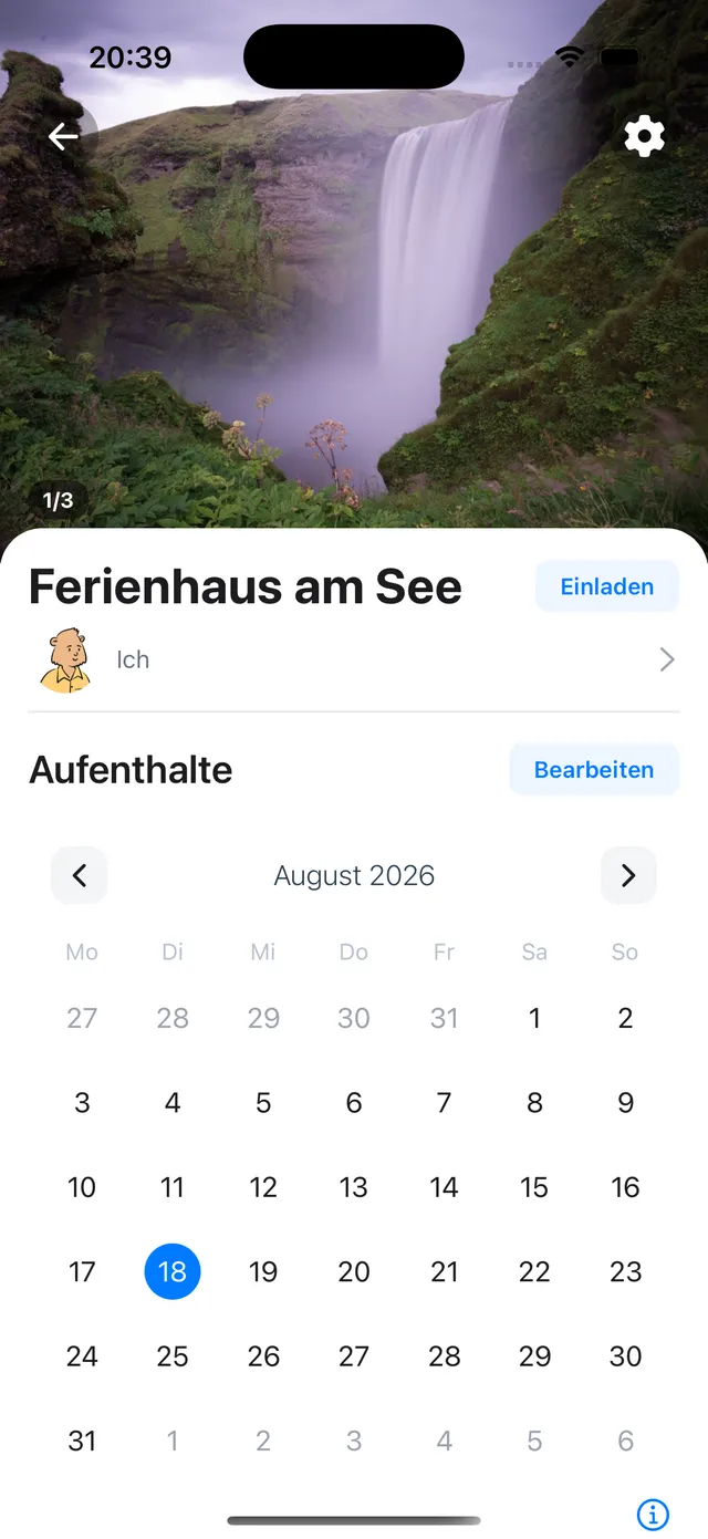 Die Ort-Ansicht mit der Mitglieder-Zeile, auf die du zum Öffnen des Mitglieder-Bereichs tippst