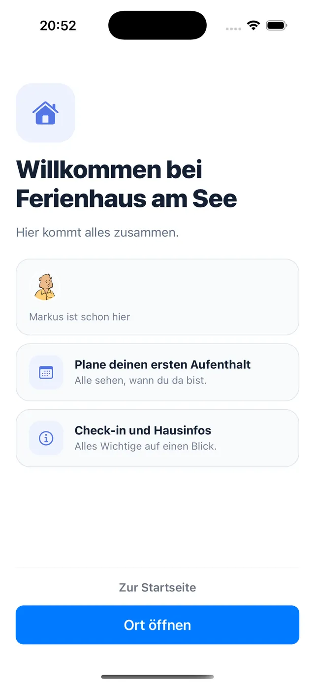 The welcome screen with the Open place button